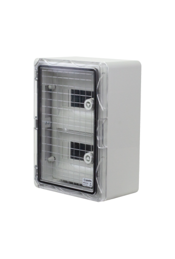 Cutie modulara IP65 din ABS gri, usa transparenta, 2 x 9 module, 250x350x150 mm PP3112