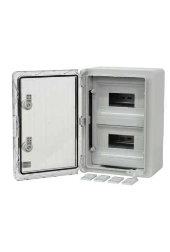 Cutie modulara IP65 din ABS gri, usa transparenta, 2 x 9 module, 250x350x150 mm PP3112