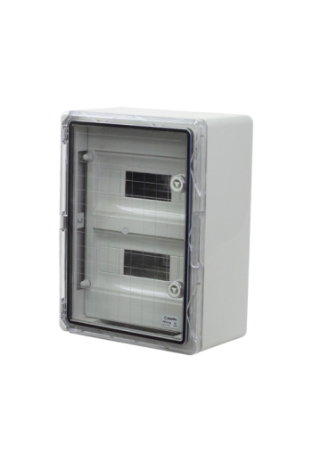 Cutie modulara IP65 din ABS gri, usa transparenta, 2 x 12 module, 300x400x170 mm PP3114