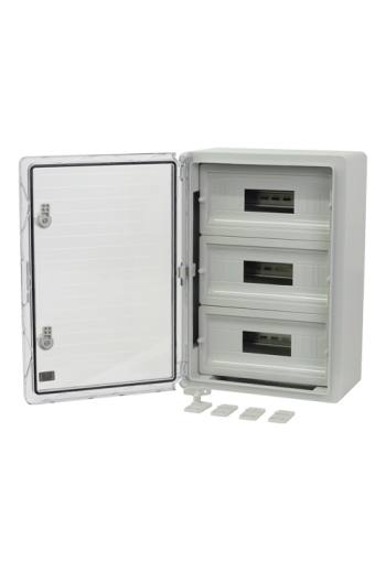 Cutie modulara IP65 din ABS gri, usa transparenta, 3 x 15 module, 350x500x190 mm PP3116