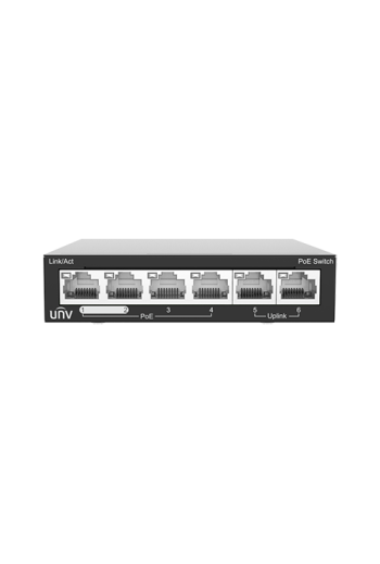 Switch 4 porturi PoE, 2 porturi uplink RJ45 - UNV NSW2020-6T-POE-IN