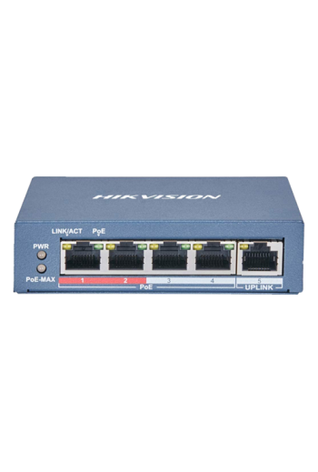 Switch 4 porturi 100 Mb PoE, 1 port uplink RJ45 100 Mb, SMART Management - HIKVISION DS-3E1105P-EI-M