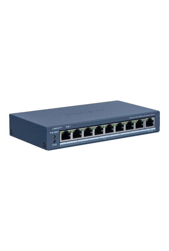 Switch 8 porturi PoE, 1 port uplink RJ45, Management - HIKVISION DS-3E1309P-EI-M
