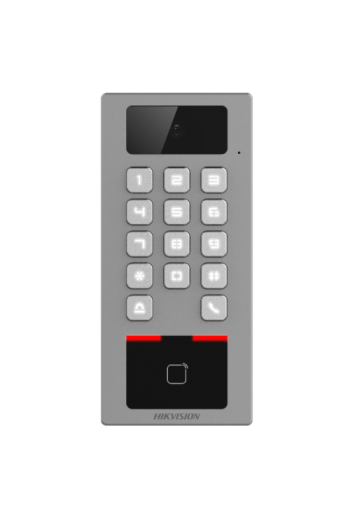 Terminal control acces si interfon cu tastatura si cititor card, rezolutie 2MP, Wi-Fi, RS485, Alarma - HIKVISION DS-K1T502DBWX-C