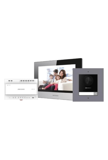 KIT  videointerfon 2 fire pentru 1 familie, monitor 7 inch, Alarma - HIKVISION DS-KIS702Y