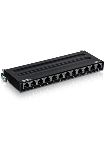 Patch Panel Wall Mount, 12 porturi RJ45 UTP, Cat6a, Ecranat, 0.5U - TRENDnet TC-P12C6AS