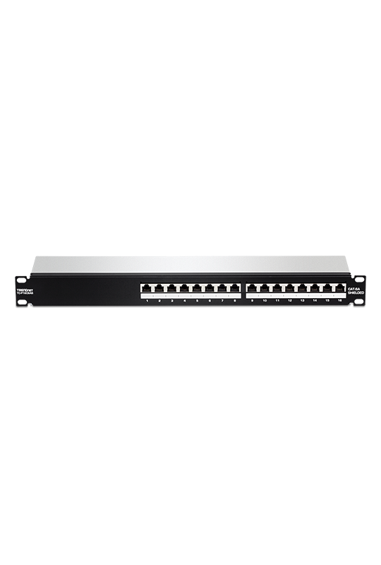 Patch Panel 16 porturi RJ45 UTP, Cat6a, Ecranat, 1U - TRENDnet TC-P16C6AS