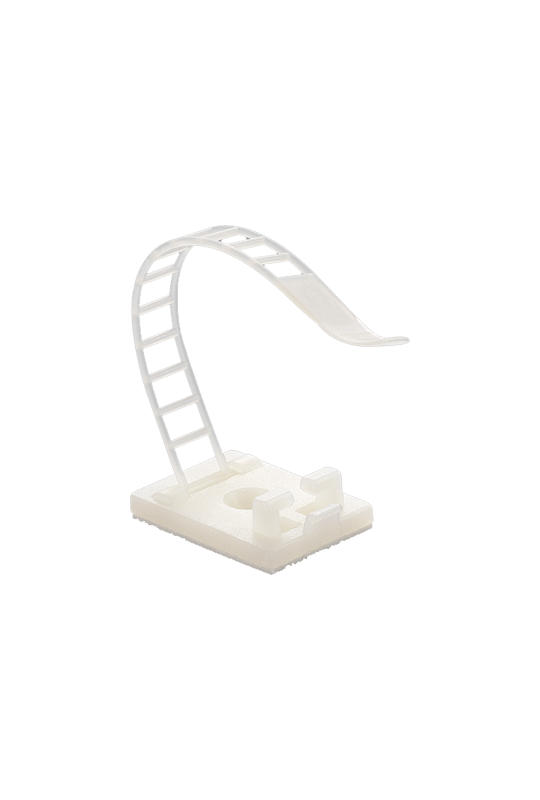 Suport plastic ajustabil pentru prindere cabluri, ALB, 25x18 mm, autoadeziv, 100 buc TAA-1-W