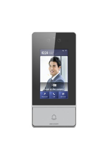 Videointerfon TCP/IP, 4.3' touch screen, camera 2x2MP,  recunoastere faciala/Card/PIN/QR, PoE, IK08 - HIKVISION DS-KV9503-WBE1
