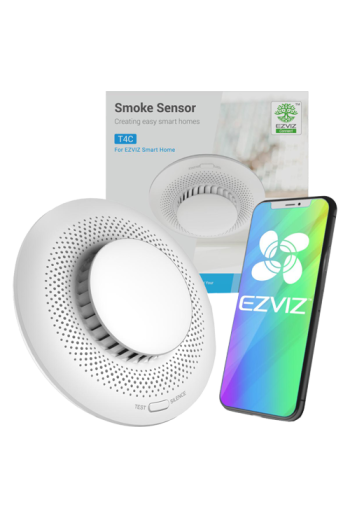 Senzor de fum Smart Home EZVIZ, avertizare optica si acustica, comunicare Wireless ZigBee CS-T4C