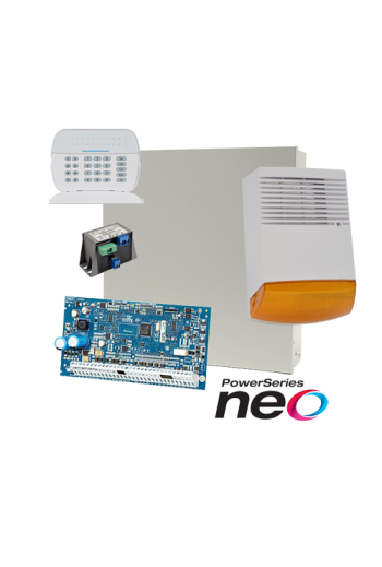 Kit alarma la efractie DSC NEO cu sirena exterioara KIT2016BS