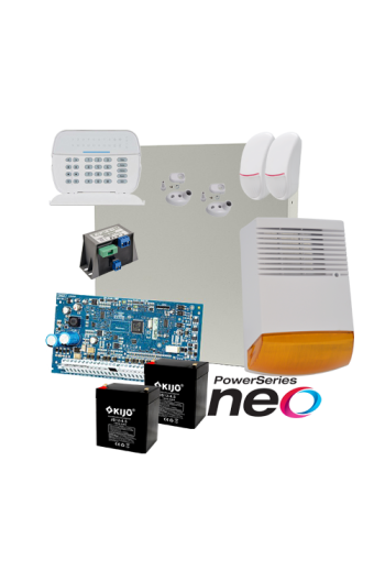 Kit alarma la efractie DSC NEO cu sirena exterioara KIT2016EXT-BS1