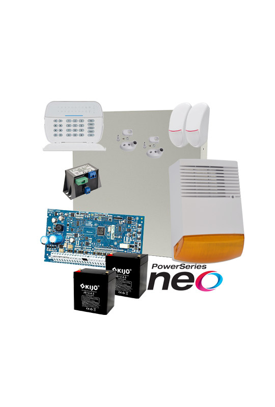 Kit alarma la efractie DSC NEO cu sirena exterioara KIT2016EXT-BS1