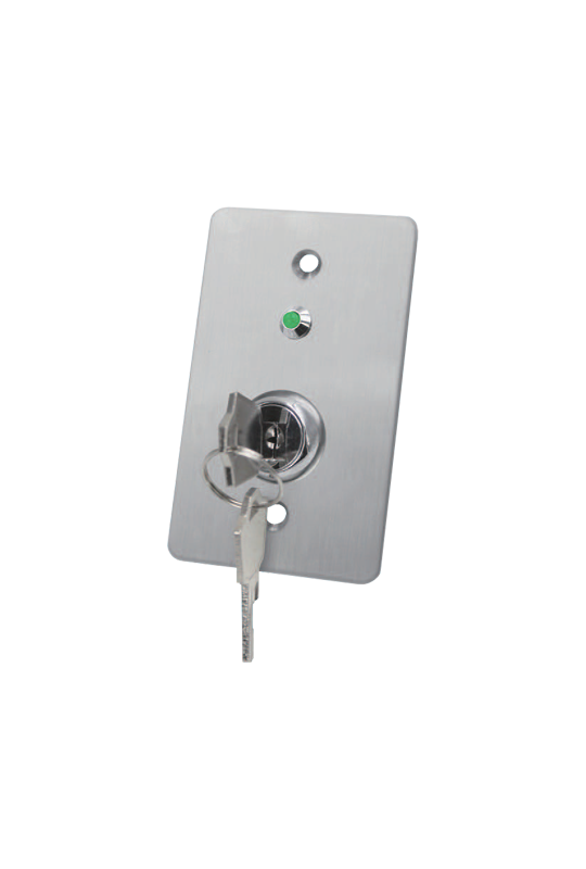 Buton de iesire cu cheie, montaj ingropat, inox, LED, NO-NC-COM, 86 x 50 mm CSK-508SLED