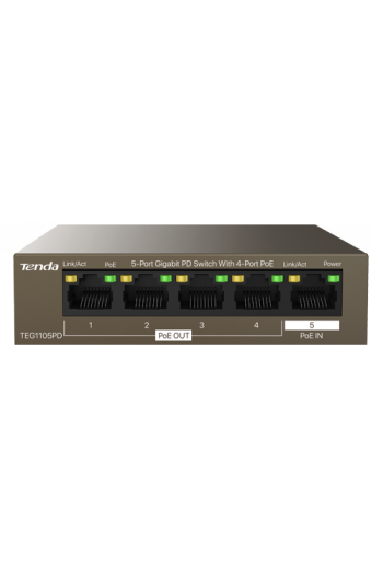 Switch 4 porturi PoE OUT, 1 port PoE IN, Gigabit - TENDA TND-TEG1105PD