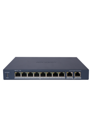 Switch 8 porturi PoE Gigabit, 2 porturi Gigabit, Smart Management - HIKVISION DS-3E1510P-EI