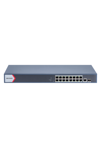 Switch 16 porturi PoE Gigabit, 1 porturi RJ45 Gigabit, 1 port SFP Gigabit, Smart Management - HIKVISION DS-3E1518P-EI
