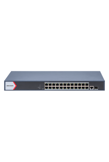 Switch 24 porturi PoE Gigabit, 1 porturi RJ45 Gigabit, 1 port SFP Gigabit, Smart Management - HIKVISION DS-3E1526P-EI