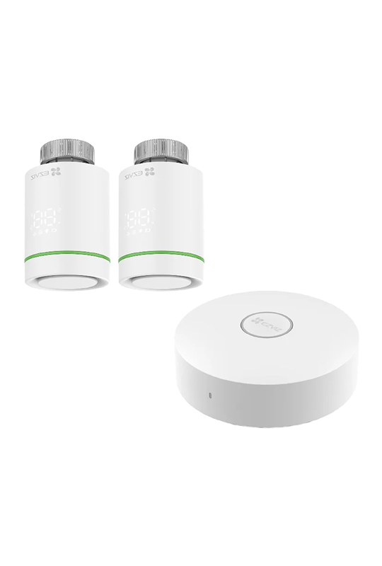 Kit Home Gateway Smart Home + 2 x Termostat inteligent, comunicare wireless ZigBee, EZVIZ CS-T55-A3-A(kit)