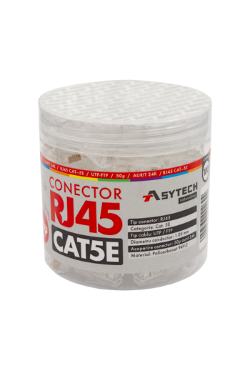 Mufa RJ-45 UTP Cat.5e, 50Âµ (100 buc) RJ45-CAT5E-50U-JAR