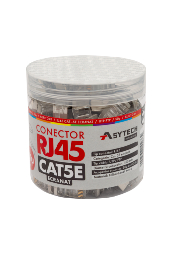 Mufa RJ-45 FTP Cat.5e, ecranata, 50Âµ (100 buc) RJ45M-CAT5E-50U-JAR