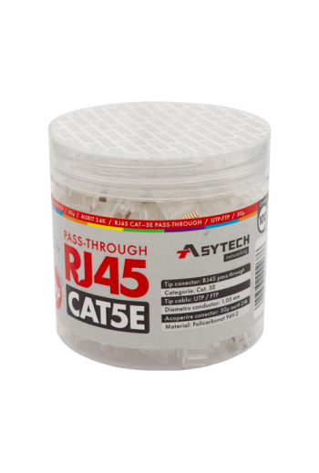 Mufa RJ-45 UTP Cat.5e EZ Passthrough, 50Âµ (100 buc) RJ45-CAT5E-EZ-50U-JAR