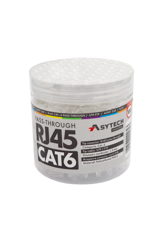 Mufa RJ-45 UTP Cat.6 EZ Passthrough (100 buc) RJ45-CAT6-EZ-JAR