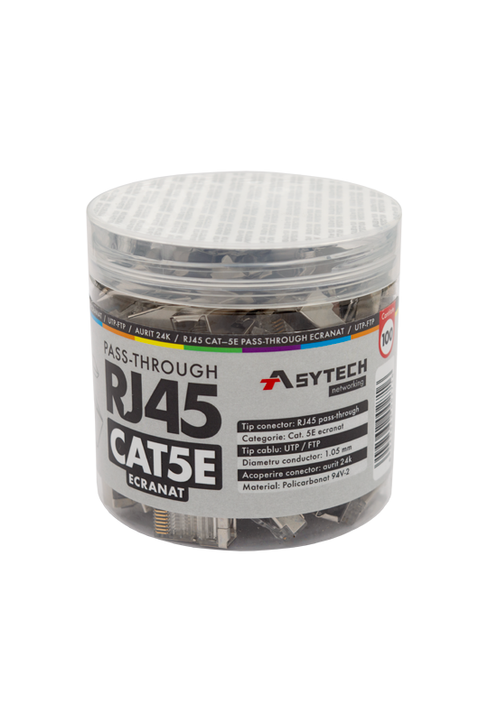 Mufa RJ-45 FTP Cat.5e EZ Passthrough, ecranata (100 buc) RJ45M-CAT5-EZ-JAR