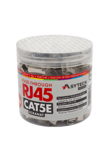 Mufa RJ-45 FTP Cat.5e EZ Passthrough, ecranata, 50Âµ (100 buc) RJ45M-CAT5-EZ-50U-JAR