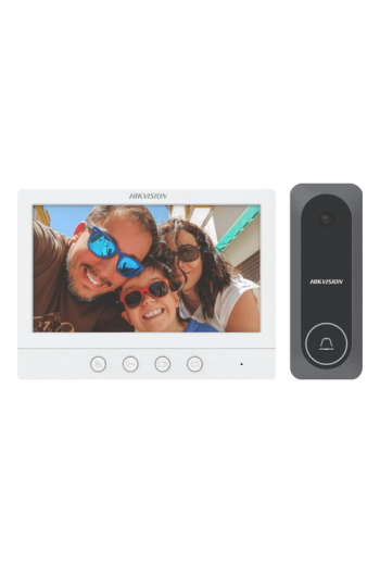 Kit videointerfon analogic, ecran 7', conectare 4 fire pentru 1 familie, IR - HIKVISION DS-KIS212