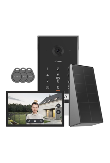Kit video-interfon, Monitor tactil 7 inch, camera 2K, IR 5m, SDcard, Wi-Fi5, Panou Solar - EZVIZ CS-EP7-3MP-SP