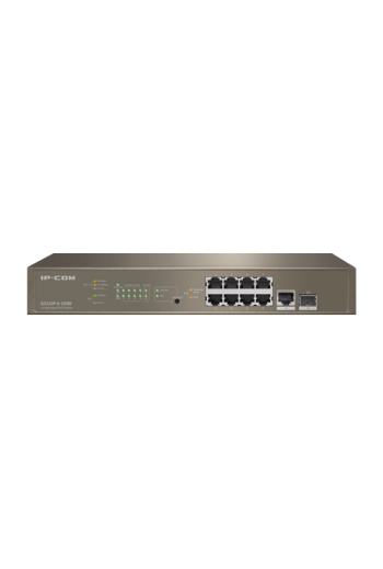 Switch 8 porturi PoE Gigabit, 1 port RJ45 Gigabit, 1 port SFP Gigabit, 1U, L3 Management - IP-COM G5310P-8-150W