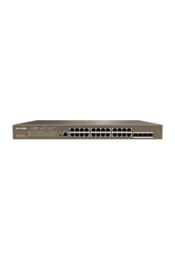 Switch 24 porturi PoE Gigabit, 4 porturi SFP Gigabit, 1 port consola,1U, L3 Management - IP-COM G5328P-24-410W