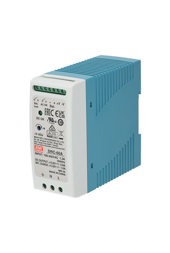 Sursa in comutatie cu back-up, 13.8V / 2.8A, monitorizare, sina DIN - MEAN WELL DRC-60A
