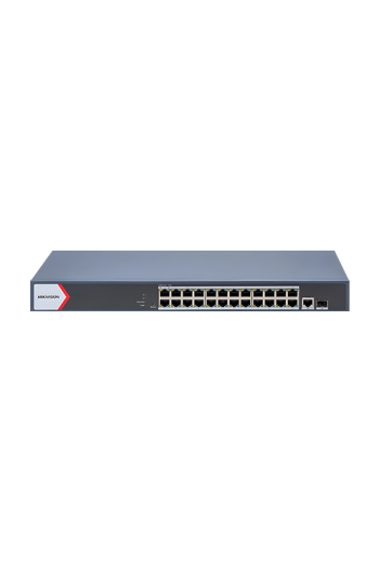 Switch 24 porturi PoE Gigabit, 1 port SFP Gigabit, 1 port RJ45 Gigabit, 1U, management - HIKVISION DS-3E1526P-EI-M