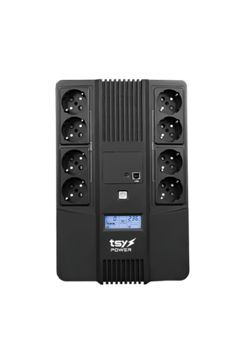 UPS TSY Power, 1000VA/600W, LCD, AVR-repornire automata, Management, 8 x Schuko, 2 x RJ45, 1 X USB type B TSY-D-1K0-LCD