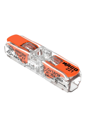 Conector derivatie in linie, 2 fire, max. 4 mmÂ² (60 buc.) - WAGO 221-2411