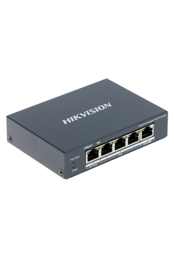 Switch 4 porturi PoE Gigabit, 1 port Hi-PoE, 1 port uplink 1G - HIKVISION DS-3E0505HP-E