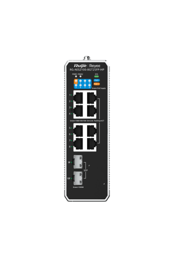 Switch industrial 7 x RJ45 1G PoE+, 1 x RJ45 1G Hi-PoE, 2 x SFP 1G, Cloud Management - Ruijie Reyee RG-NIS2100-8GT2SFP-HP