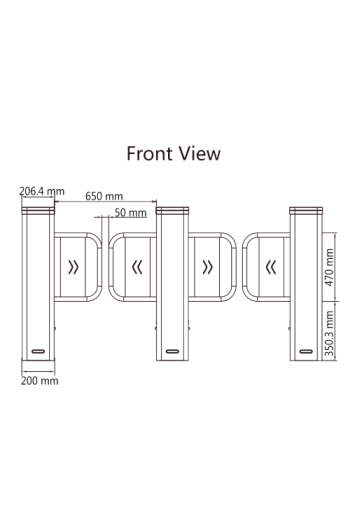 Poarta acrilica, 65 cm pentru poarta batanta DS-K3B501SX - HIKVISION DS-K3B501SX/601SX-Dp65/2