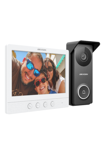 Kit videointerfon analogic, ecran 7', conectare 4 fire pentru 1 familie, IR, IK08 - HIKVISION DS-KIS213