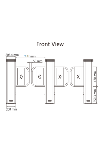 Poarta acrilica 90 cm, pentru poarta batanta DS-K3B501SX - HIKVISION DS-K3B501SX/601SX-Dp90/2