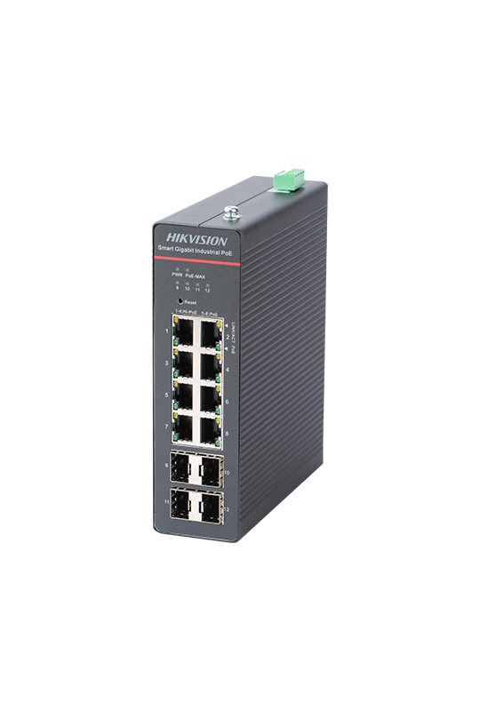 Kit Switch 8 x RJ45 Gigabit PoE 802.3af/at/bt, 4 x SFP Gigabit, Management, Sursa 240W - HIKVISION DS-3T1512HP-SI-8P4FKIT(240W)