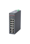 Kit Switch 8 x RJ45 Gigabit PoE 802.3af/at/bt, 4 x SFP Gigabit, Management, Sursa 240W - HIKVISION DS-3T1512HP-SI-8P4FKIT(240W)