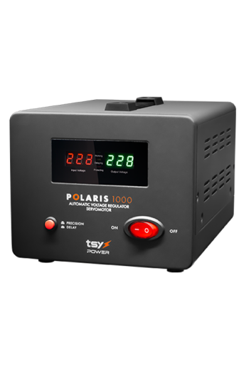 Regulator de tensiune cu servomotor, 1000VA, tensiune la intrare 150-260V, delay 6-180s AVR-POLARIS-1000VA