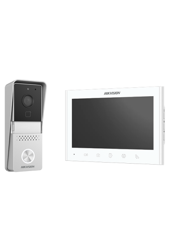 Kit videointerfon analogic 7inch, camera, conectare 2 fire - HIKVISION DS-KIS102-P-Aparent
