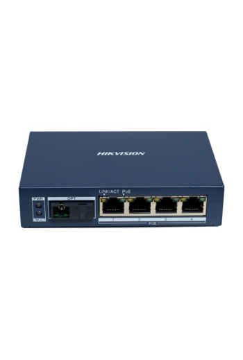 Mediaconvertor Gigabit 4 x RJ45 PoE, 1 x SC Single-Mode Bi-directional, 20 km - HIKVISION DS-3D504TP-A