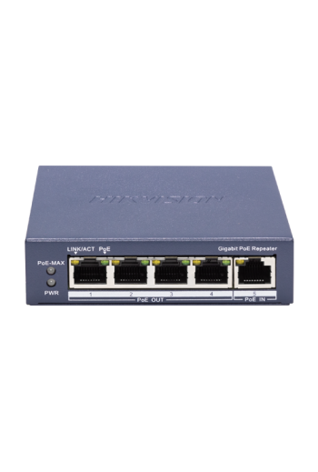 Switch-repeater Gigabit 4 x RJ45 PoE Out af/at, 1 x RJ45 PoE In af/at/bt, Management - HIKVISION DS-3E0505P-E-R