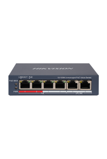 Switch 4 x RJ45 10/100 Mbps PoE, 2 x RJ45 10/100 Mbps, Unmanaged - HIKVISION DS-3E0106P-E-M