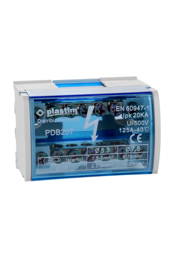 Bloc de distributie electrica, 2x7 poli, 125A - Plastim PDB207